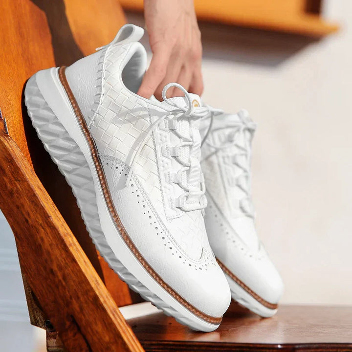 Men's Woven Leather Trainers – Smart-Casual Hybrid Shoes – view 5
