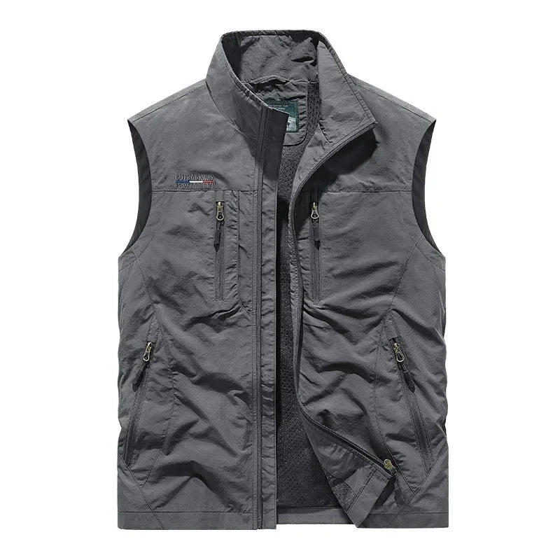 Men's Multi-Pocket Utility Gilet – Lightweight Nylon Vest – view 4