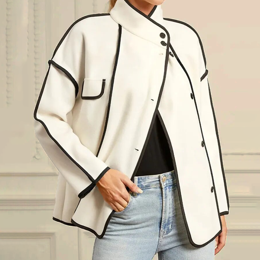 Women's Monaco Piped Wool Jacket – Insulated Contrast Trim – view 2
