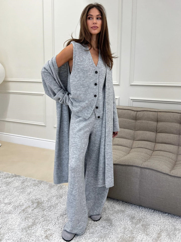 Women's Three-Piece Knit Set – Cardigan– Shirt & Trousers – view 3