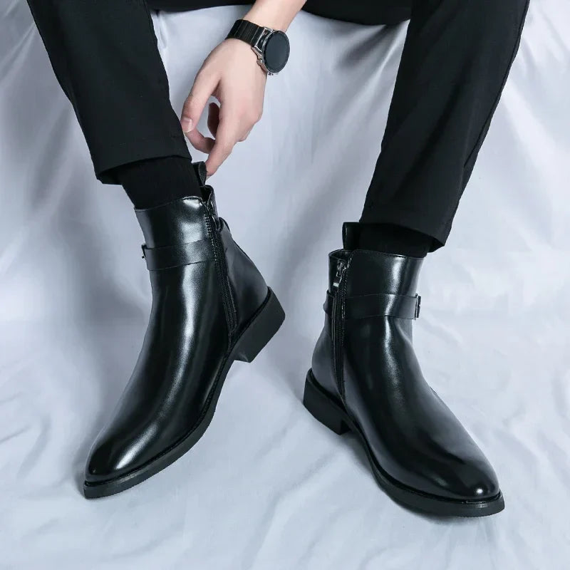 Men's Leather Chelsea Boots – Smart Casual Zip Ankle Boots