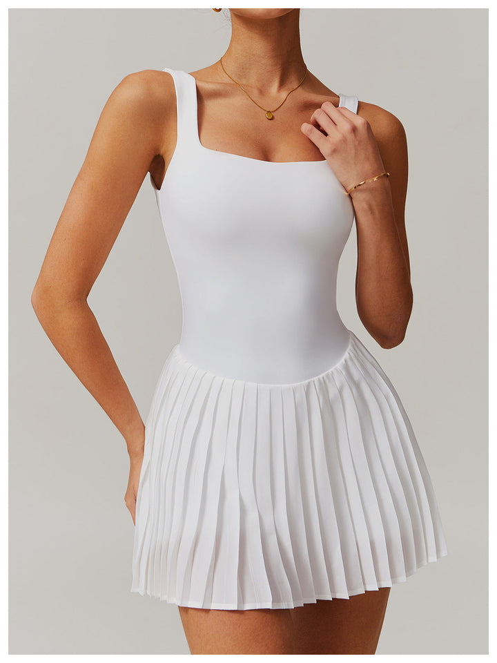 Women's Pleated Tennis Dress – Built-In Shorts & Pocket