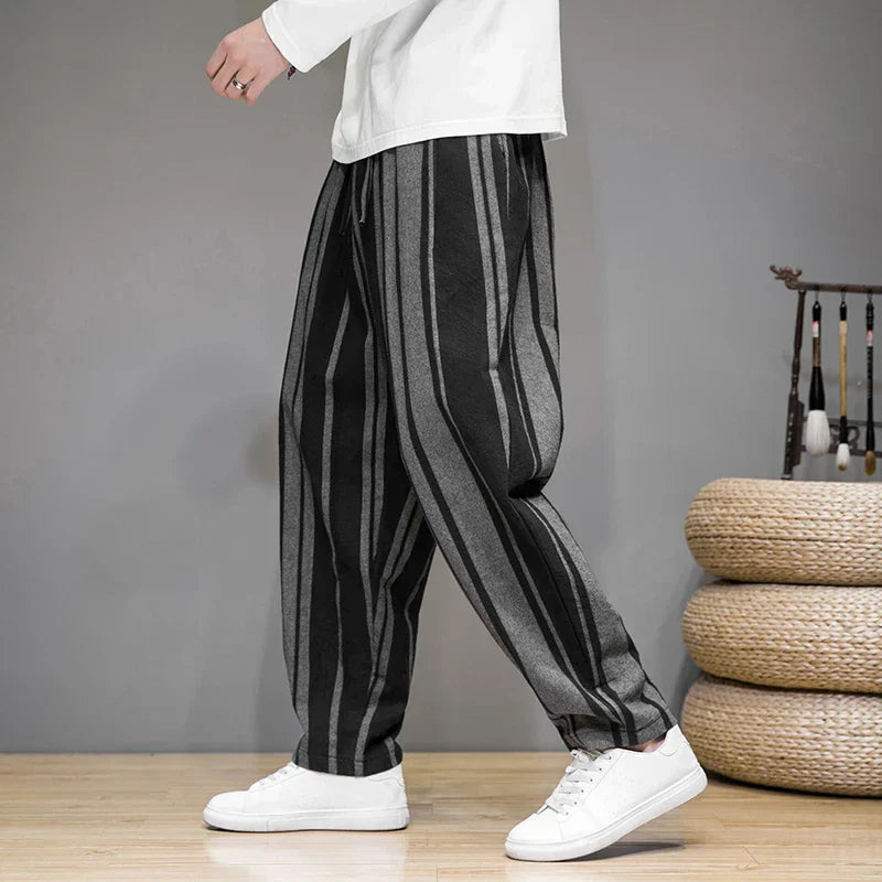 Men's Cotton-Linen Lounge Trousers – Relaxed Tapered Fit
