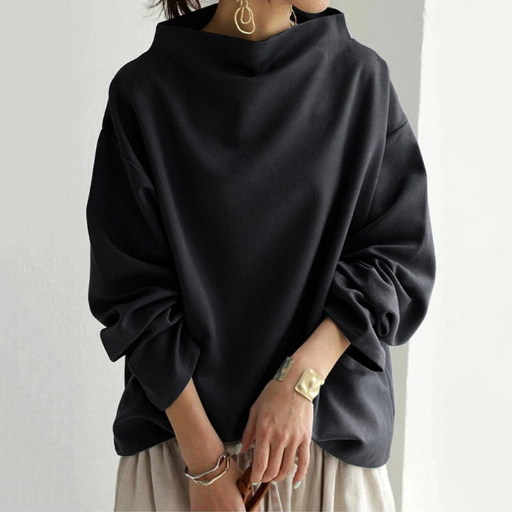 Women's High Neck Relaxed Blouse - Effortless Elegance