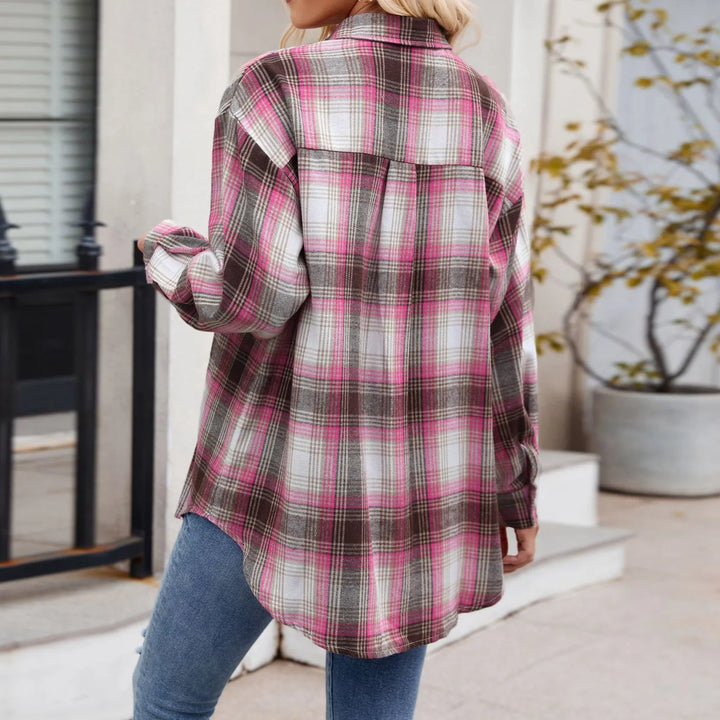 Women's Brushed Flannel Shirt – Relaxed Fit Button-Up Layer – view 3