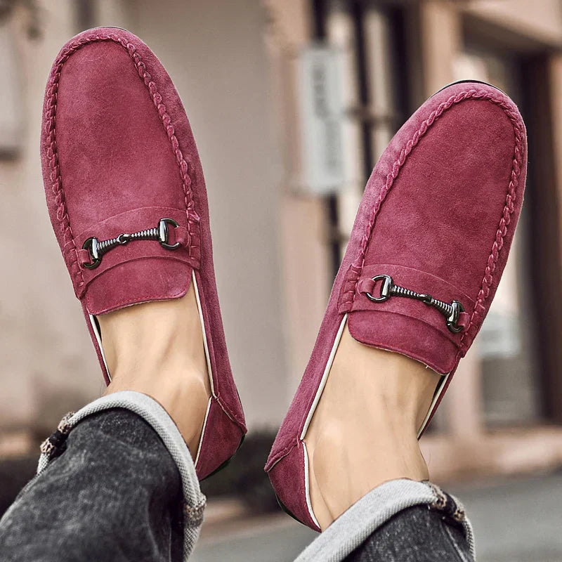 Men's Suede Loafers – Horse-Bit Detail, Non-Slip Sole