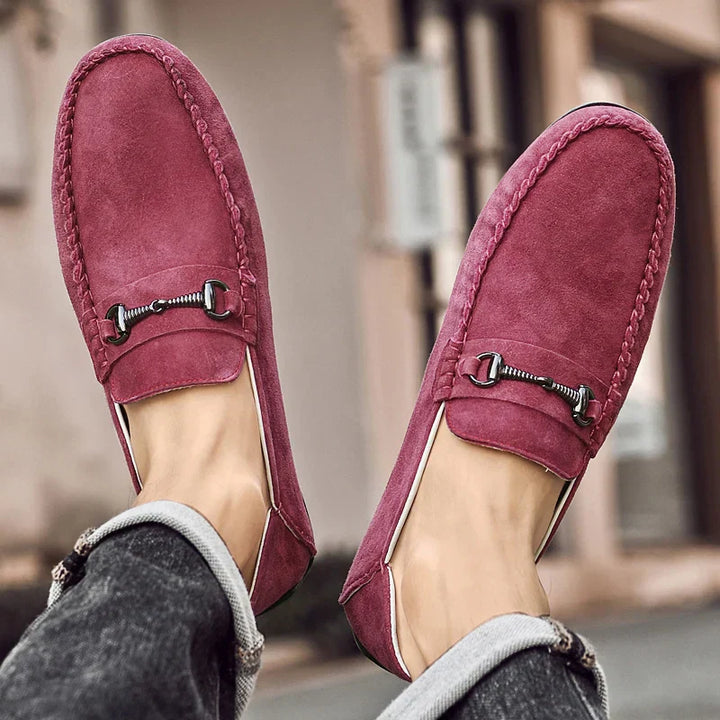 Men's Suede Loafers – Horse-Bit Detail, Non-Slip Sole