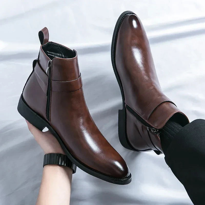 Men's Leather Chelsea Boots – Smart Casual Zip Ankle Boots – view 5