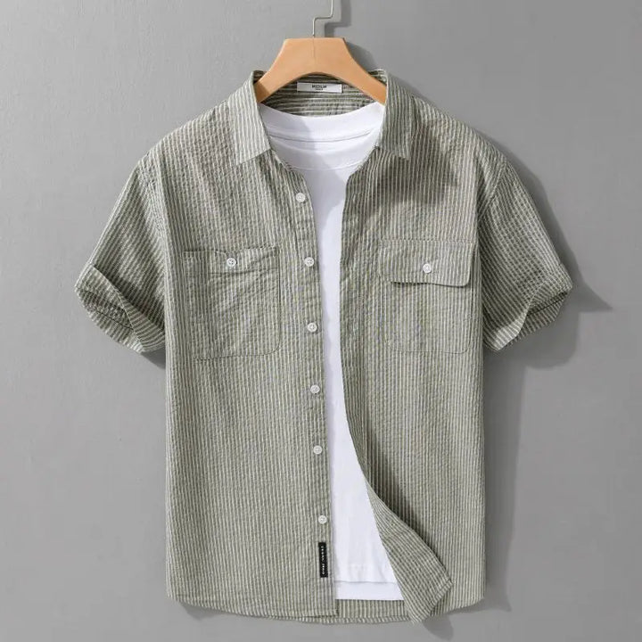 Men's Palermo Striped Shirt – Short Sleeve Casual Button-Up – view 2