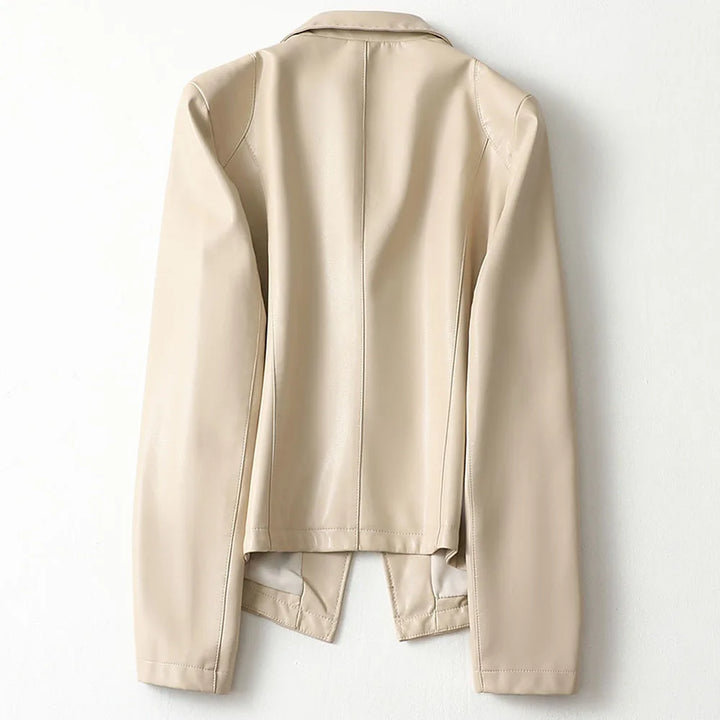 Women's Lambskin Leather Blazer – Tailored Single-Button Cut – view 6