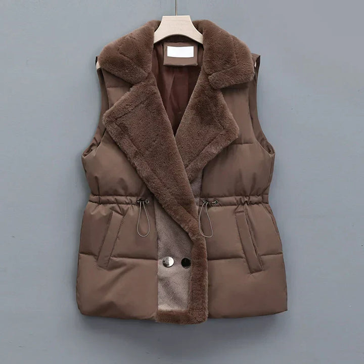 Women's Padded Gilet with Faux Fur Collar – Warm Layering Vest
