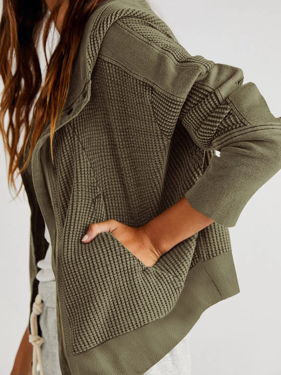 Women's Cropped Cotton Blend Hoodie – Soft Casual Layering – view 3