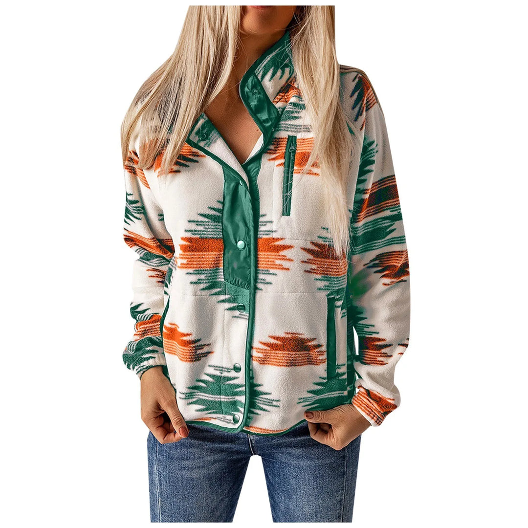 Women's Fleece Button-Up Jacket – Cosy Colour-Block Layering – view 8
