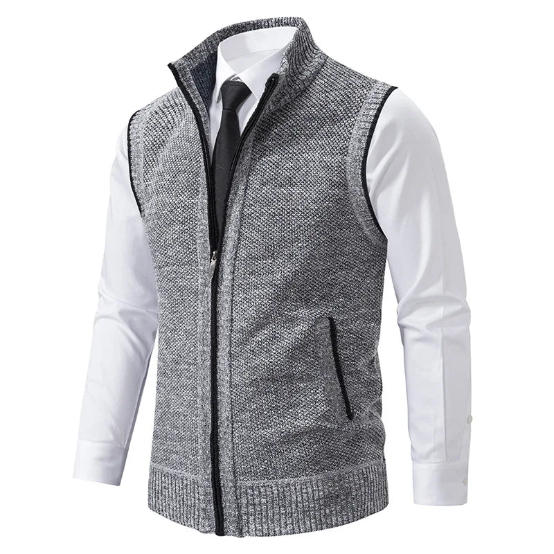 Men's Knitted Zip-Up Gilet – Funnel Neck Vest for Smart Layering – view 8