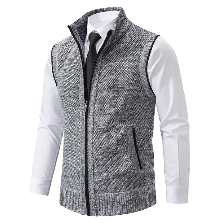 Men's Knitted Zip-Up Gilet – Funnel Neck Vest for Smart Layering – view 8