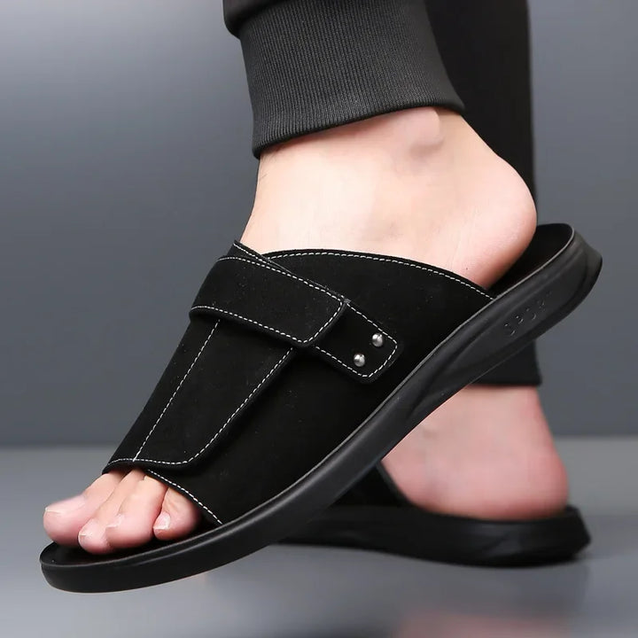 Men's Suede Leather Sandals – Cushioned Footbed – Adjustable Strap – view 5