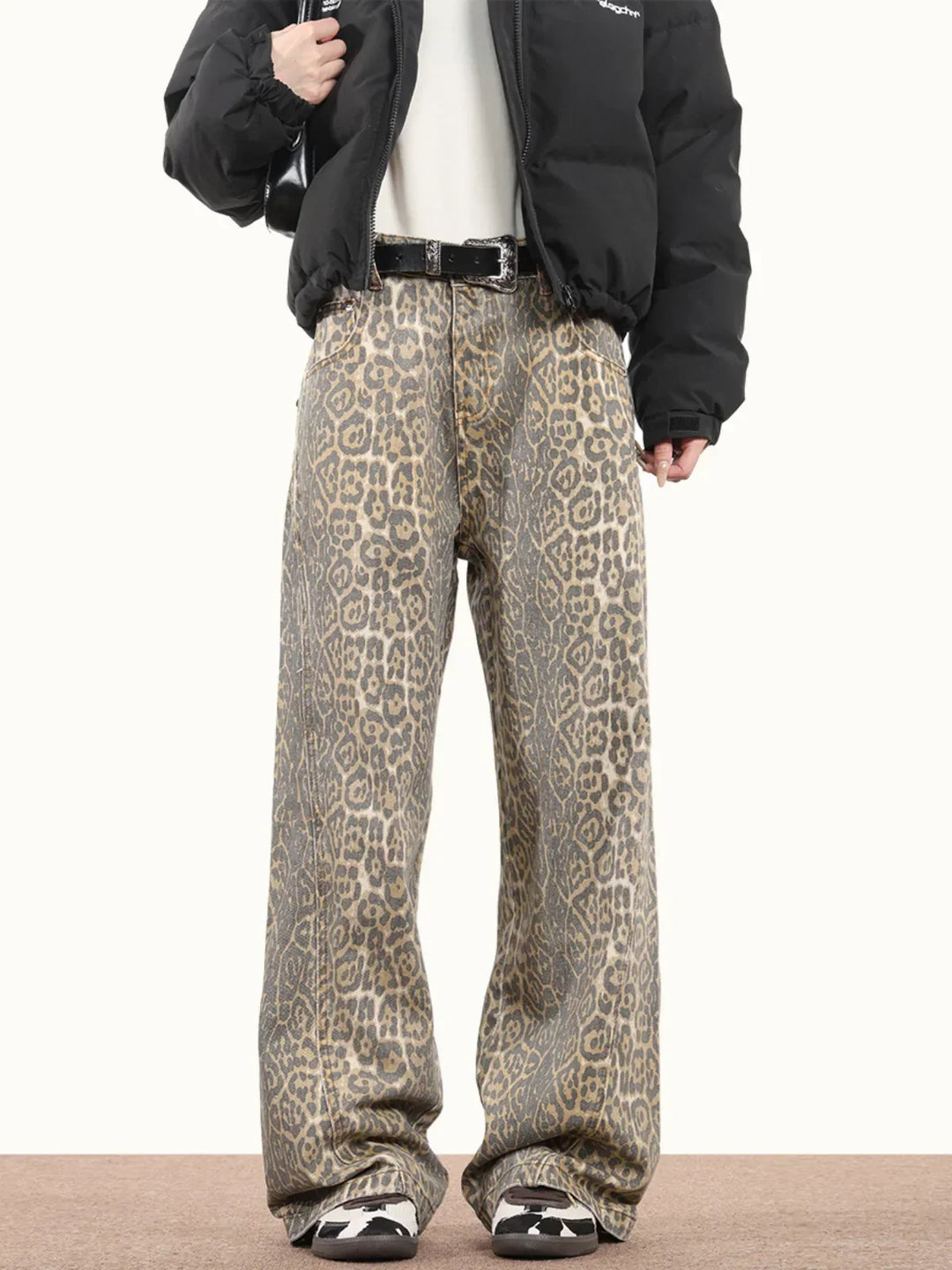 Women's Leopard Print Baggy Jeans – Relaxed Wide-Leg Denim – view 4