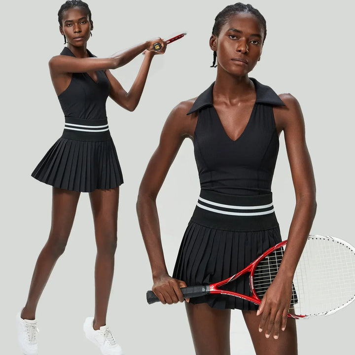 Women's Pleated Tennis Set – Quick-Dry Crop Top & Skirt