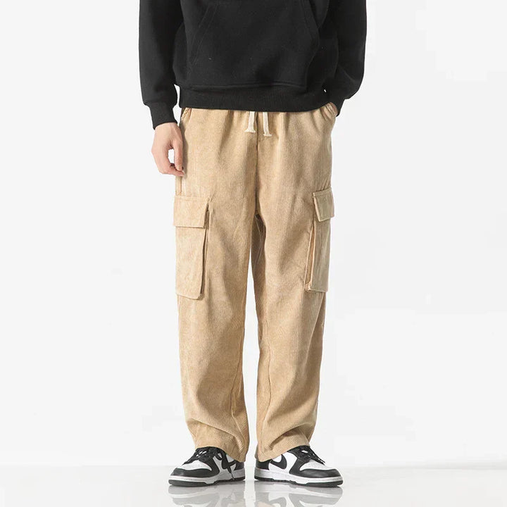 Men's Corduroy Cargo Trousers – Relaxed Drawstring Utility – view 5