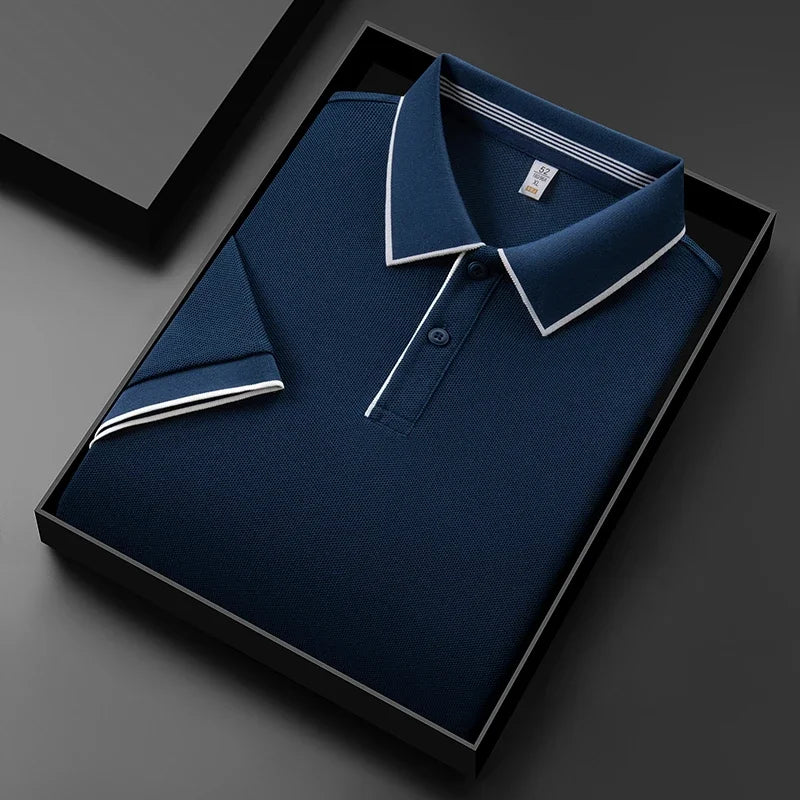 Men's Textured Knit Polo Shirt – Breathable Stretch Performance Polo – view 8