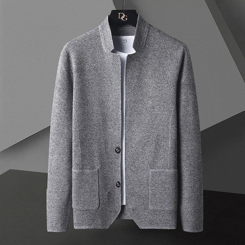 Men's Sterling Knit Cardigan – Stand Collar Two-Button Layer – view 2