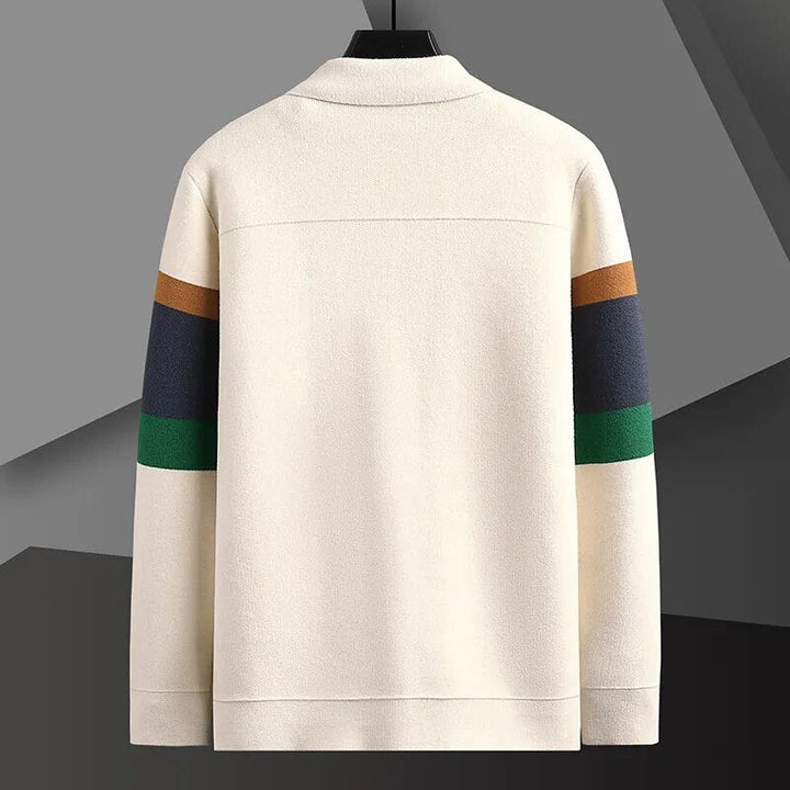 Men's Striped Jacquard Knit Cardigan – Smart-Casual Button-Up – view 2