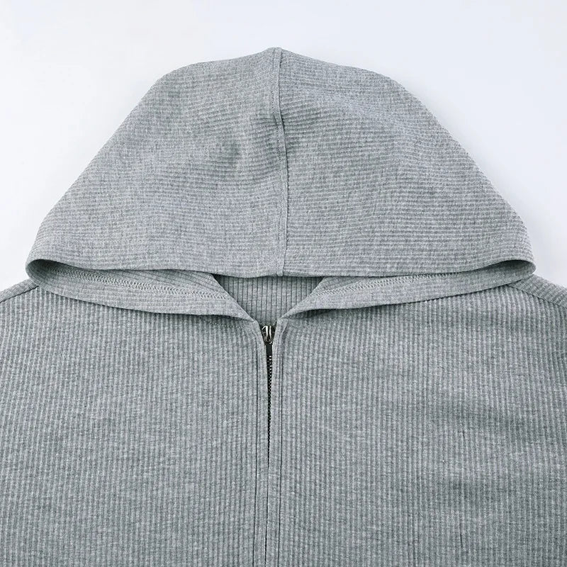 Women's Ribbed Knit Lounge Set – Ridge 3-Piece Hoodie & Shorts