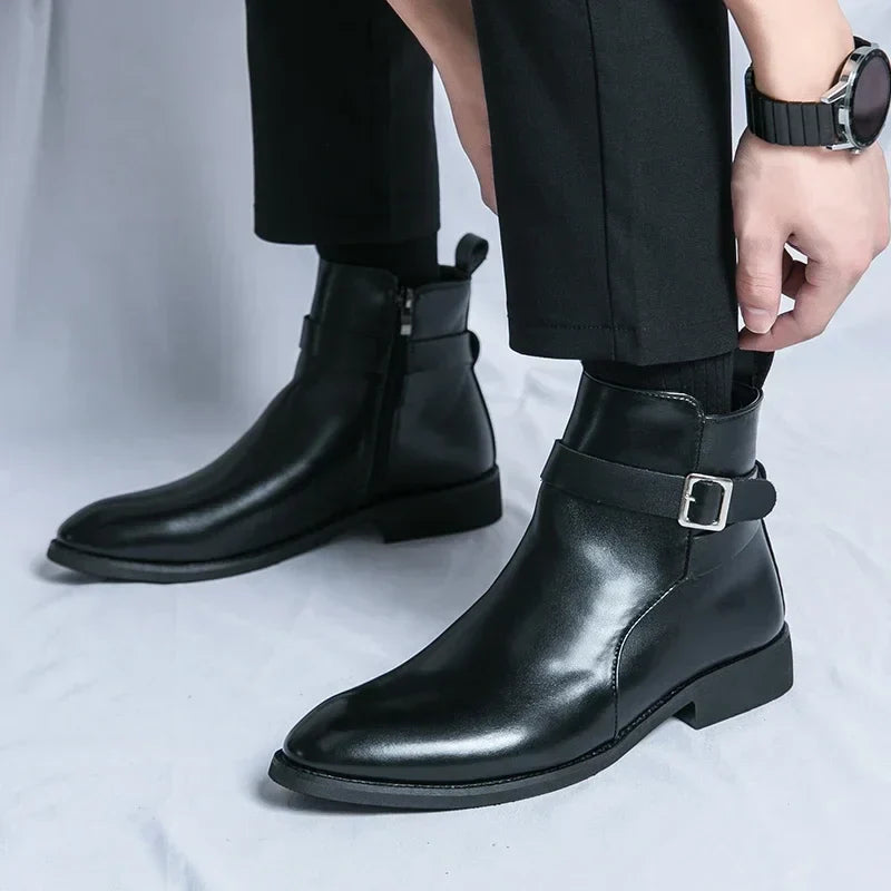 Men's Leather Chelsea Boots – Smart Casual Zip Ankle Boots