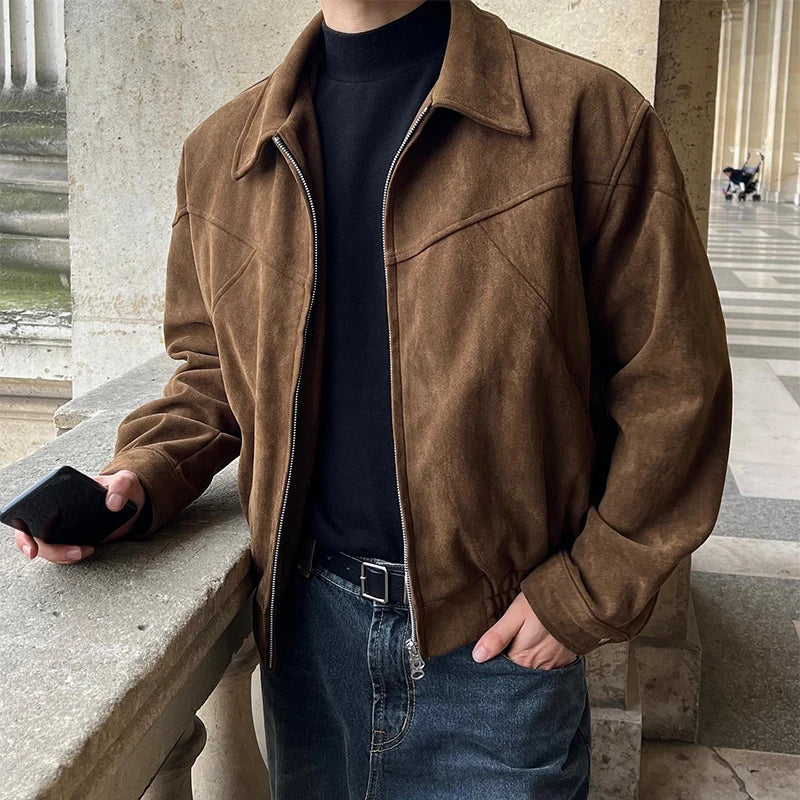 Men's Antonio Suede Jacket – Zip-Up Smart Casual Outerwear