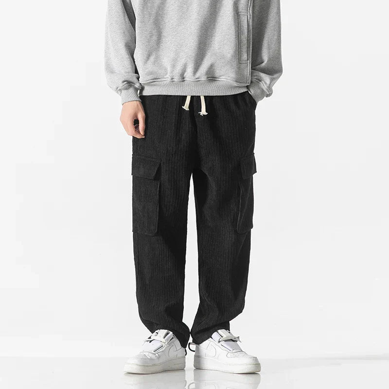 Men's Corduroy Cargo Trousers – Relaxed Drawstring Utility – view 4