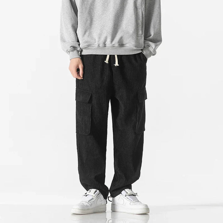 Men's Corduroy Cargo Trousers – Relaxed Drawstring Utility – view 4