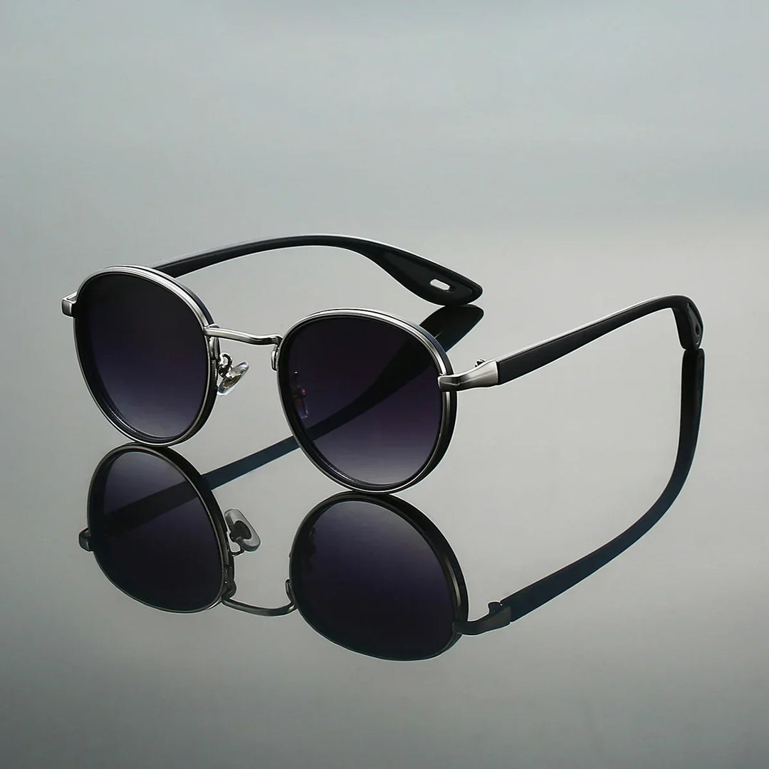 Men's Round Metal Sunglasses – UV400 Retro Everyday Shades – Gold