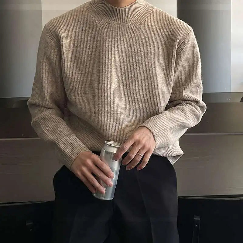 Men's Wool-Blend Mock Neck Jumper – Ribbed Knit Essential – view 7