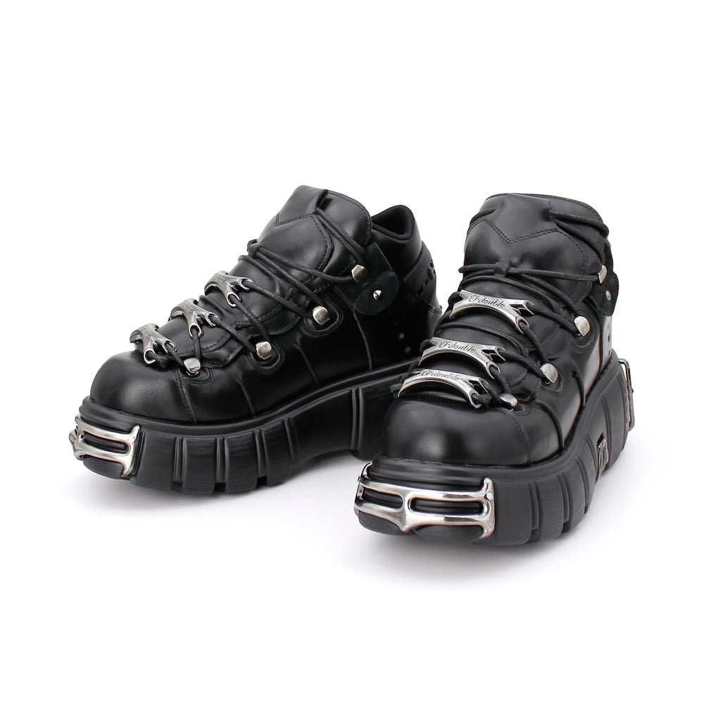 Women's Punk Ankle Boots - Edgy Platform with Lace-Up Detail