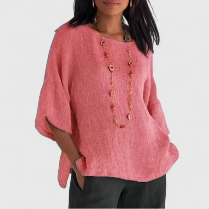 Women's Cotton-Linen Relaxed Blouse - Casual Summer Comfort