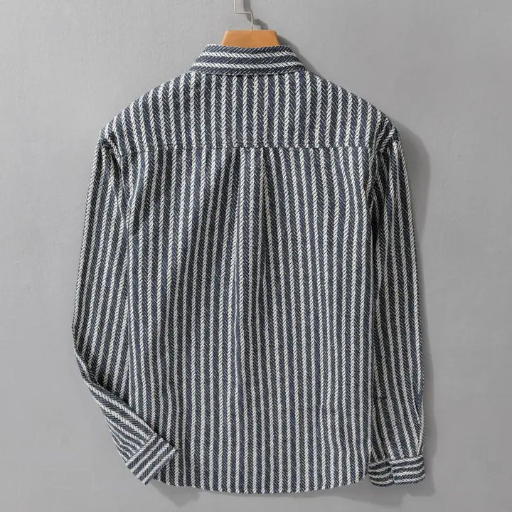 Men's Berrand Cotton Shirt – Lightweight Vertical Stripe Casual – view 4
