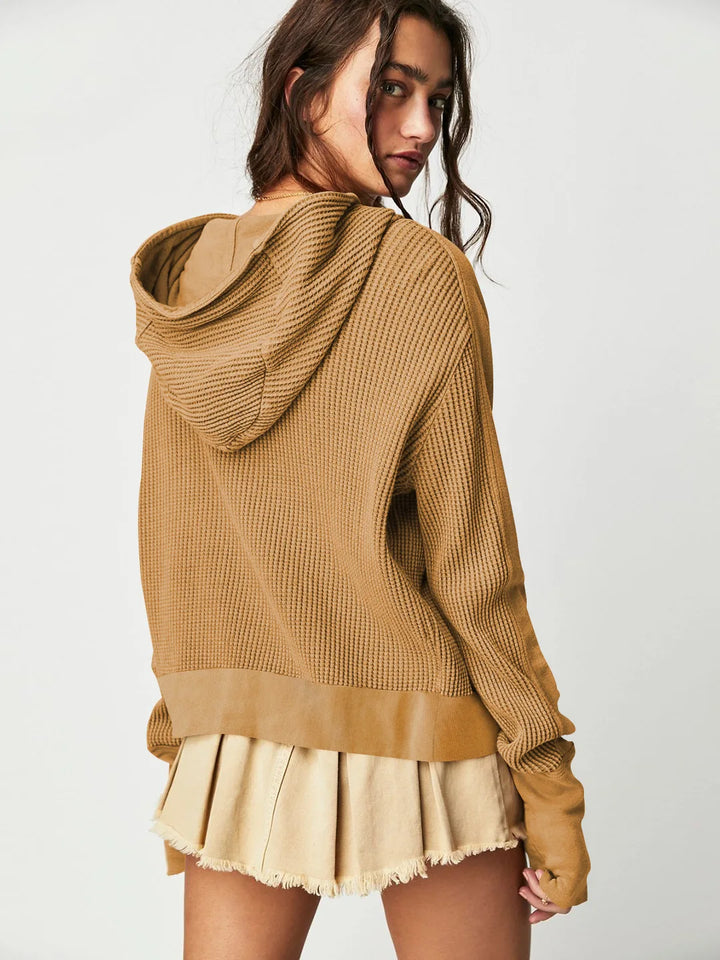 Women's Cropped Cotton Blend Hoodie – Soft Casual Layering