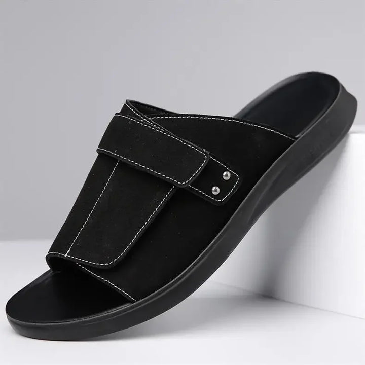 Men's Suede Leather Sandals – Cushioned Footbed – Adjustable Strap – view 3