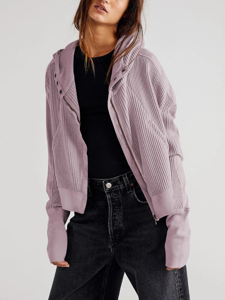 Women's Cropped Cotton Blend Hoodie – Soft Casual Layering