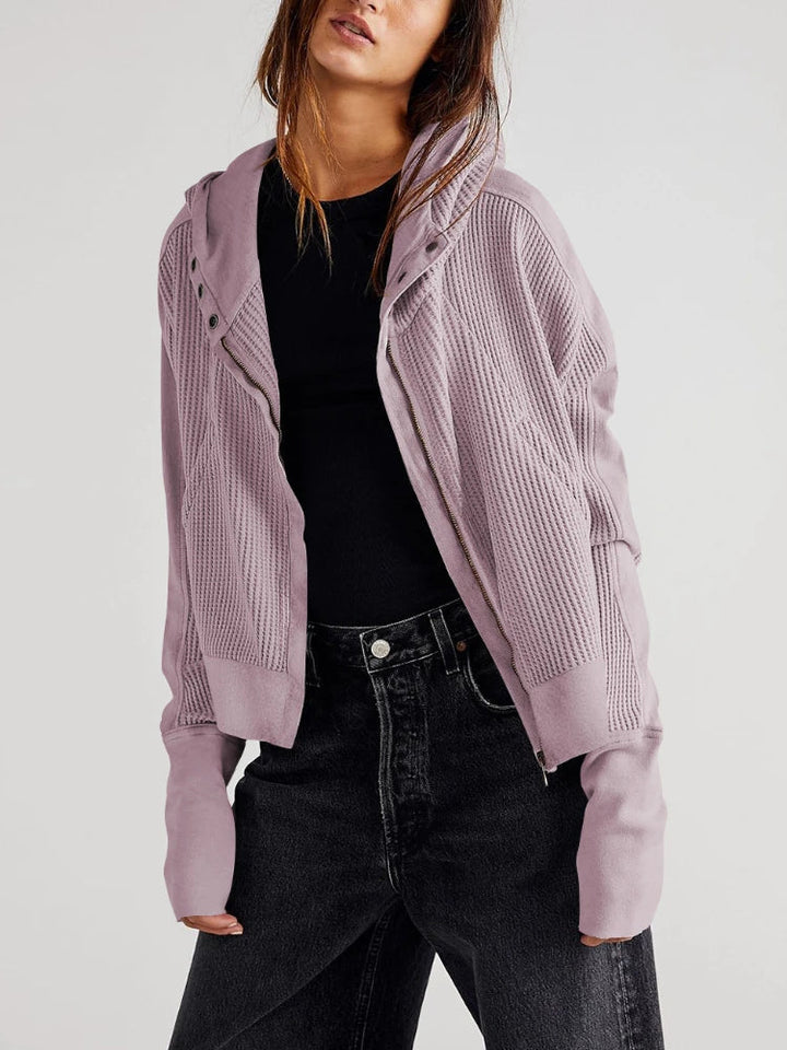 Women's Cropped Cotton Blend Hoodie – Soft Casual Layering