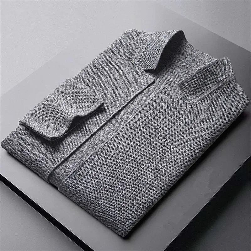 Men's Sterling Knit Cardigan – Stand Collar Two-Button Layer – view 5