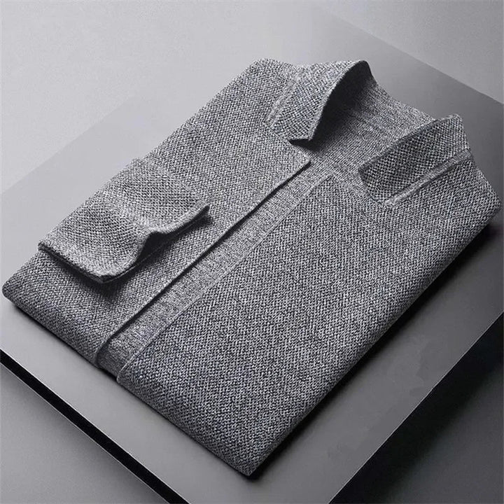 Men's Sterling Knit Cardigan – Stand Collar Two-Button Layer – view 5