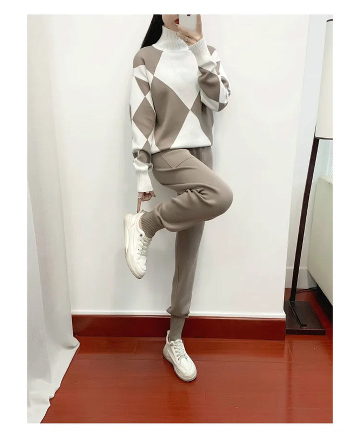 Women's Emilie Knitted Co-ord Set – Geometric Jumper & Joggers – view 2