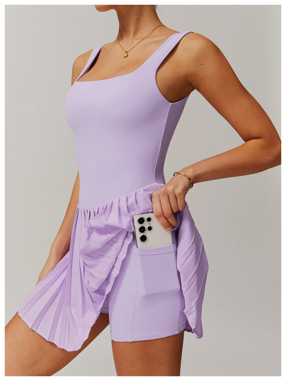 Women's Pleated Tennis Dress – Built-In Shorts & Pocket