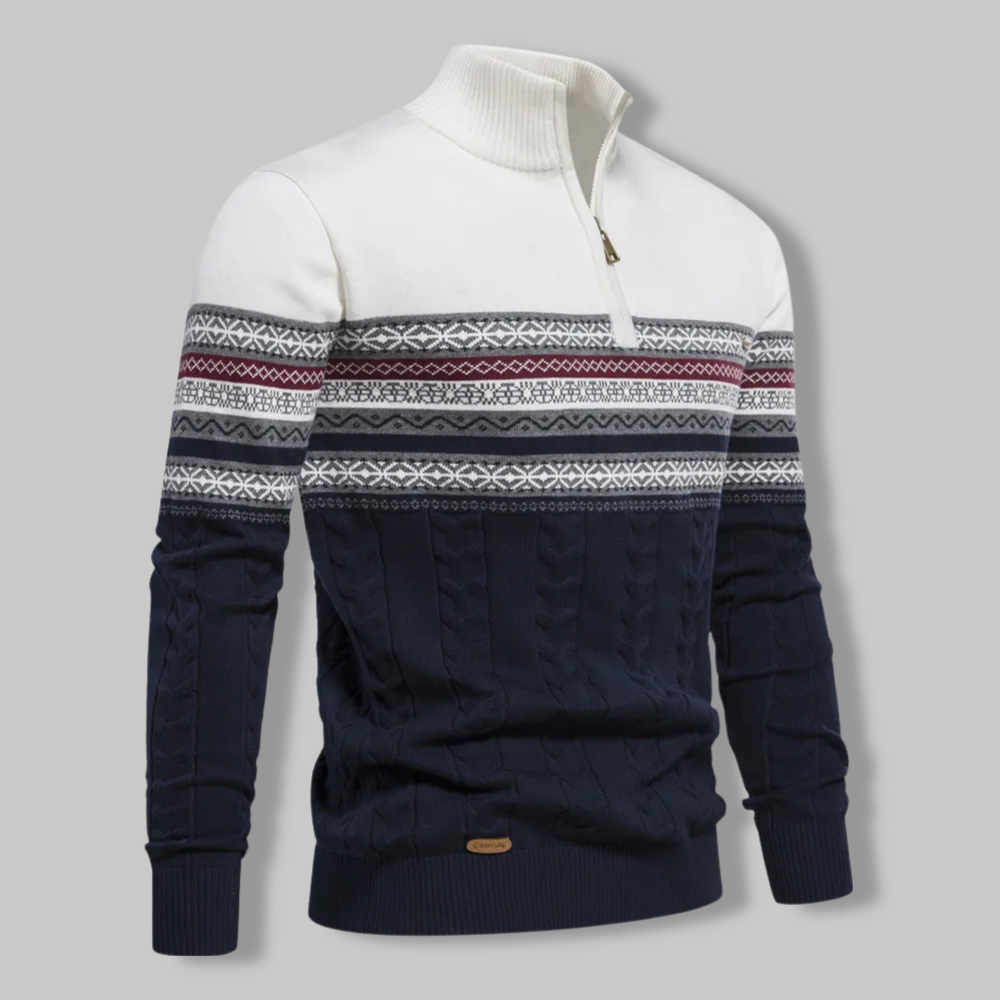 Men's Everest Cable Knit Quarter Zip Jumper – Alpine Warmth – White