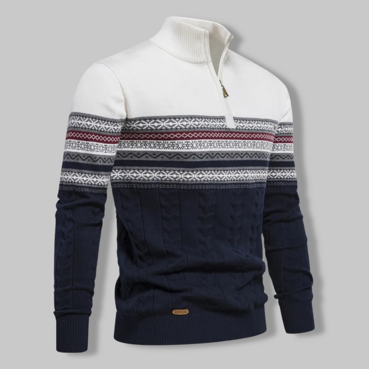 Men's Everest Cable Knit Quarter Zip Jumper – Alpine Warmth – White