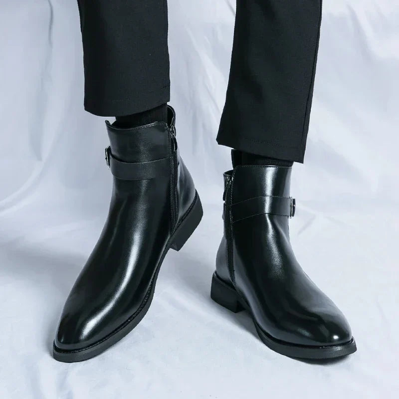 Men's Leather Chelsea Boots – Smart Casual Zip Ankle Boots