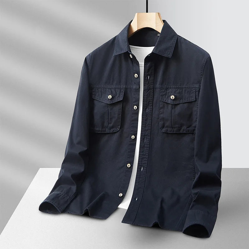 Men's Cotton Military Overshirt – Utility Field Shacket – view 2