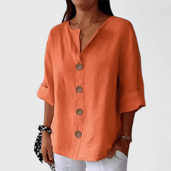 Women's Cotton-Linen Blouse - Effortless Summer Style