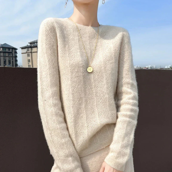 Women's Merino Wool Chevron Knit Jumper – Relaxed Fit Knitwear